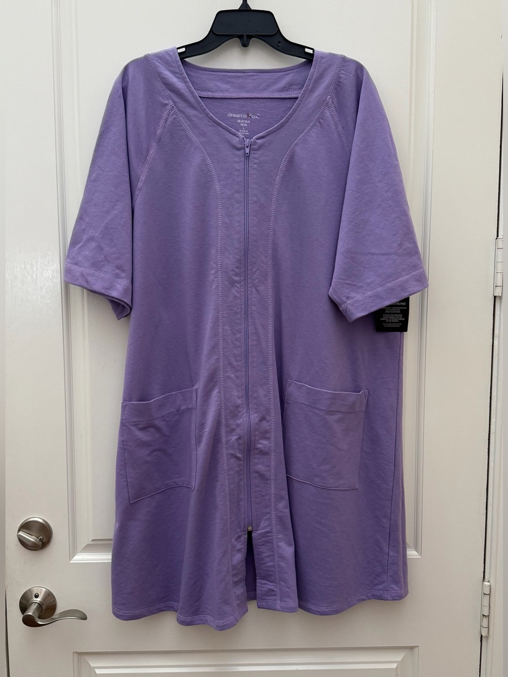 NWT Dreams & Co. Short French Terry Zip-Front Robe